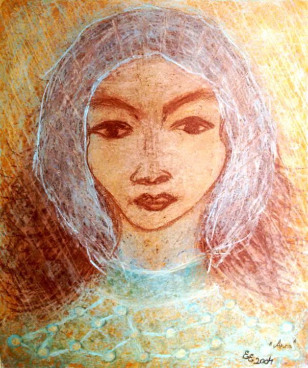 Drawing titled "Anna" by Erzsébet Engi, Original Artwork, Chalk