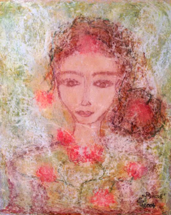 Рисунок под названием "Poppies" - Erzsébet Engi, Подлинное произведение искусства, Мел