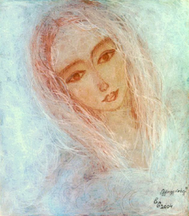 Drawing titled "Lily of the valley" by Erzsébet Engi, Original Artwork, Chalk
