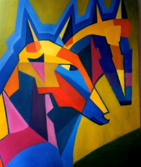 Peinture intitulée "Horses" par Daniel Calatayud, Œuvre d'art originale, Huile