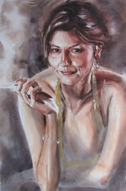 Peinture intitulée "cigarette du soir" par S Bernon, Œuvre d'art originale