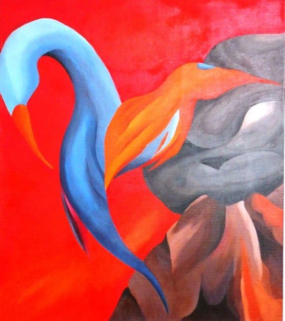 Pintura titulada "La force du Volcan" por Julia Escalante Ramírez, Obra de arte original, Oleo