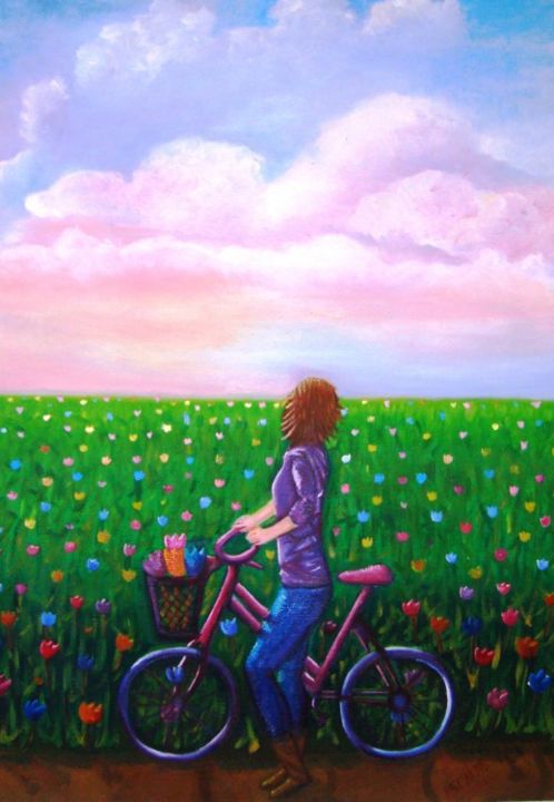 Pintura titulada "Paseo Primaveral" por Carmen Escalante, Obra de arte original