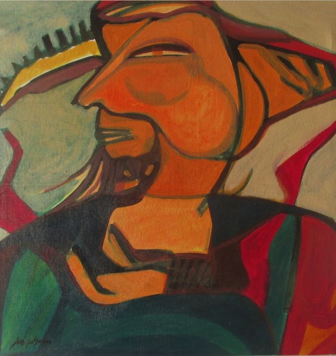 Malerei mit dem Titel "O Capataz" von Valber Pereira, Original-Kunstwerk, Acryl