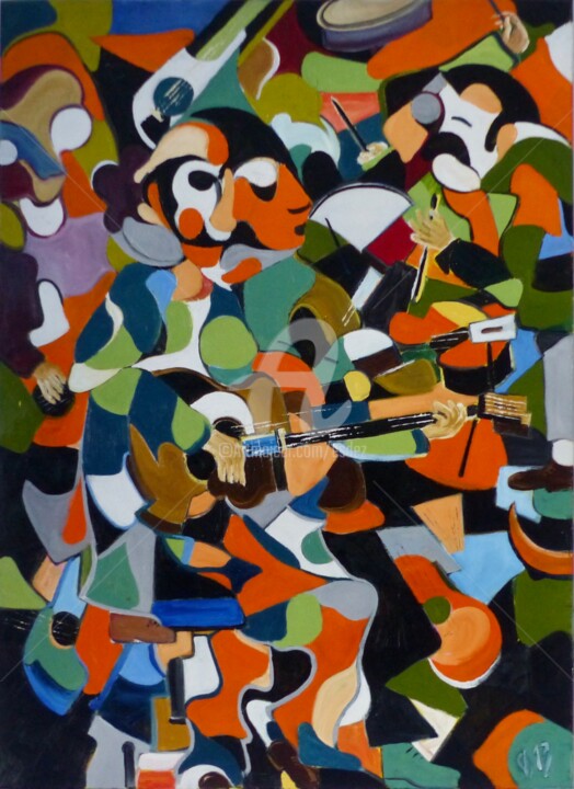 Peinture intitulée "Musique" par Esdez, Œuvre d'art originale, Huile Monté sur Châssis en bois