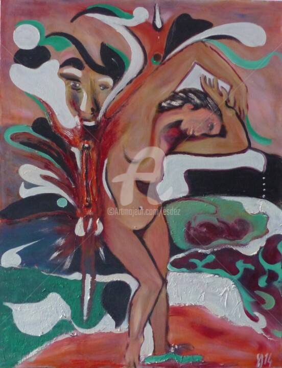 Painting titled "Eclaboussures" by Esdez, Original Artwork, Oil Mounted on Wood Stretcher frame
