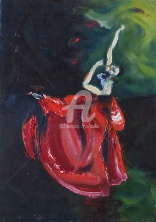 Pittura intitolato "Flamenco" da Esdez, Opera d'arte originale, Olio Montato su Telaio per barella in legno