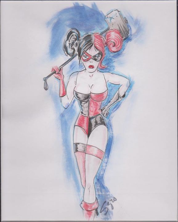 Painting titled "Harley Quinn" by Dominic Sgro, Original Artwork