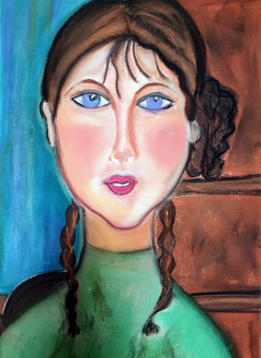 Рисунок под названием "I love Modigliani" - Esmeralda Skverer, Подлинное произведение искусства, Пастель