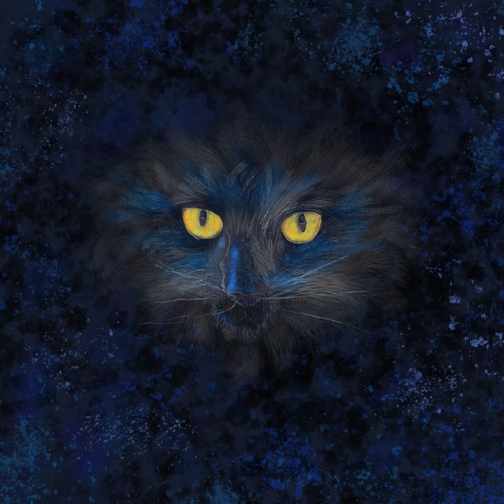 数字艺术 标题为“Cosmic Cat” 由Esme Lee, 原创艺术品, 数字油画