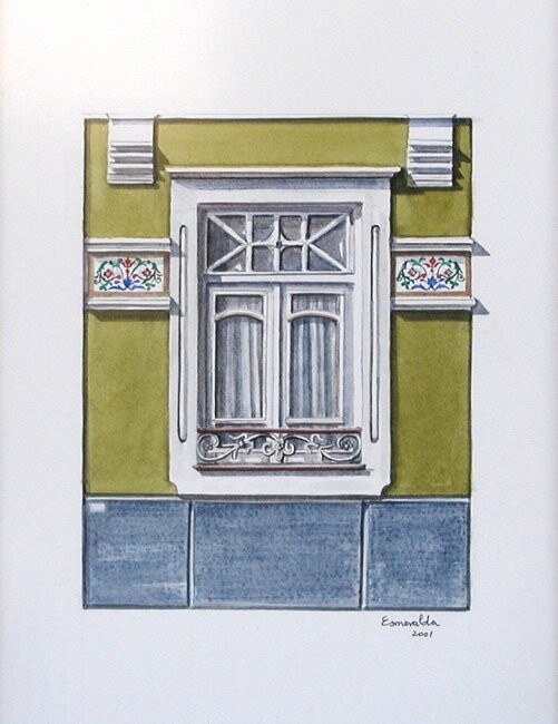 Painting titled "Janela Bairro Salga…" by Esmeralda Duarte, Original Artwork