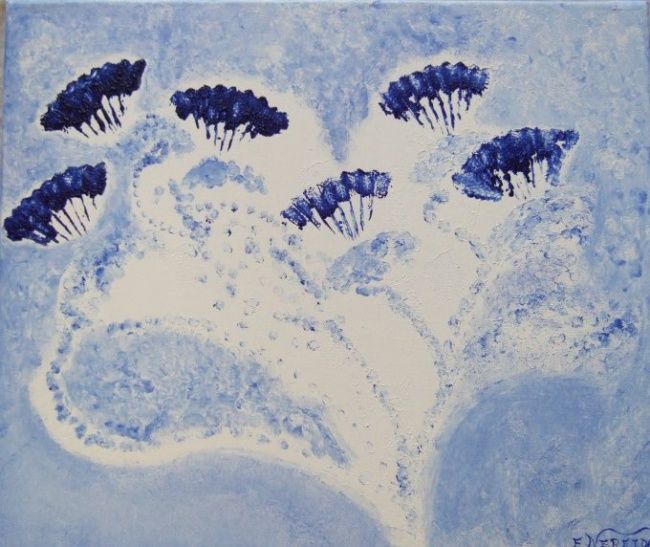 Malarstwo zatytułowany „Nature bleue” autorstwa Esmeralda Nereida, Oryginalna praca, Olej