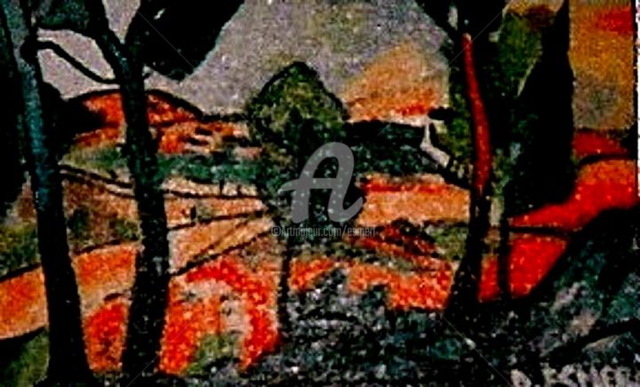 Sztuka tkaniny zatytułowany „Paysage d'après Der…” autorstwa Esmeri, Oryginalna praca