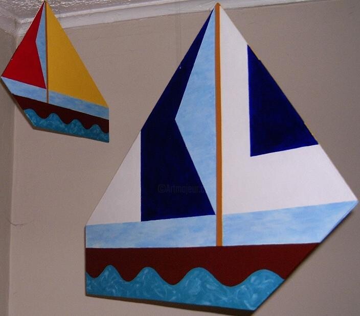 Sculpture titled "Sailboats" by Esp---Art, Original Artwork