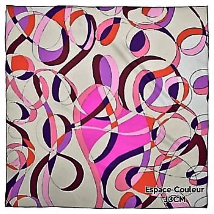 Design intitulée "FOULARD MEANDRES" par J3cm (Carine), Œuvre d'art originale, Vêtements