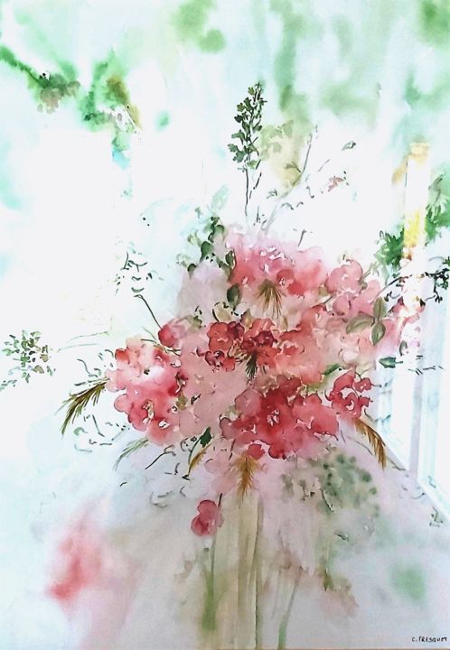 Painting titled "TRANSPARENCE" by J3cm (Carine), Original Artwork, Watercolor