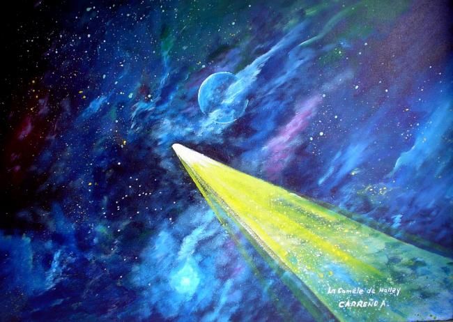 Peinture intitulée ""El cometa Halley"" par Carreño Antonio "El Pintor De Las Estrel, Œuvre d'art originale