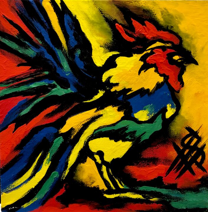 Red Rooster, Picasso Chagall Pop Cubism , Painting by Elena Sivoplyasova |  Artmajeur