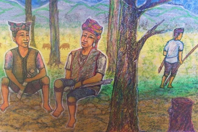 Painting titled "Bilaan Tribe" by Victor Espinosa (Bong Espinosa), Original Artwork