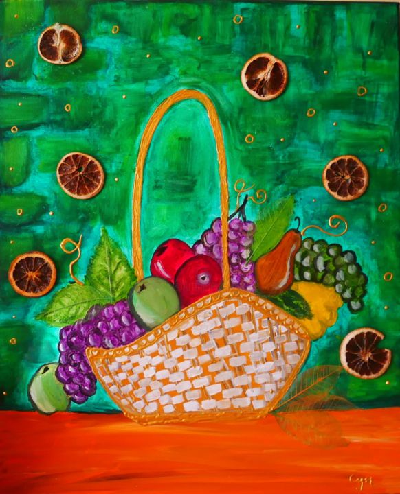 Painting titled "Pera y sus Colores…" by Cyn, Original Artwork, Acrylic