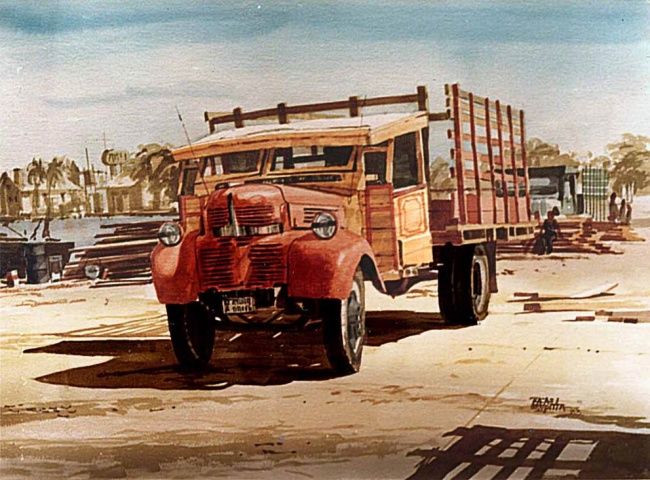 Painting titled "Camion 1" by Rafael Espitia Perea, Original Artwork