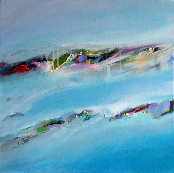 Painting titled "Mer de nuages sur l…" by Gérard Esquerre, Original Artwork, Acrylic Mounted on Wood Stretcher frame