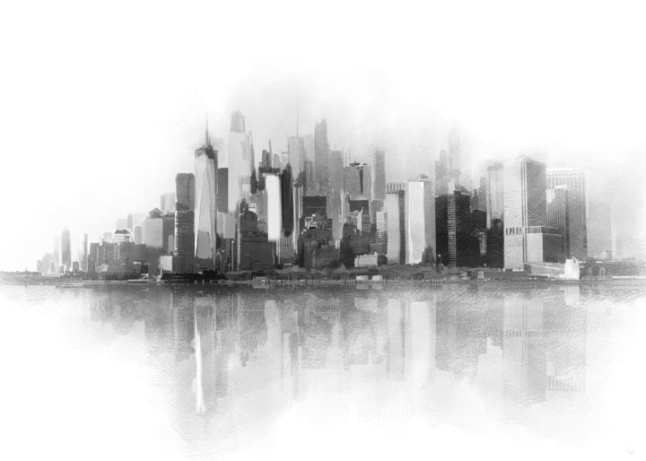 Zeichnungen mit dem Titel "New York 32 - Série…" von Gérard Esquerre, Original-Kunstwerk, 2D digitale Arbeit