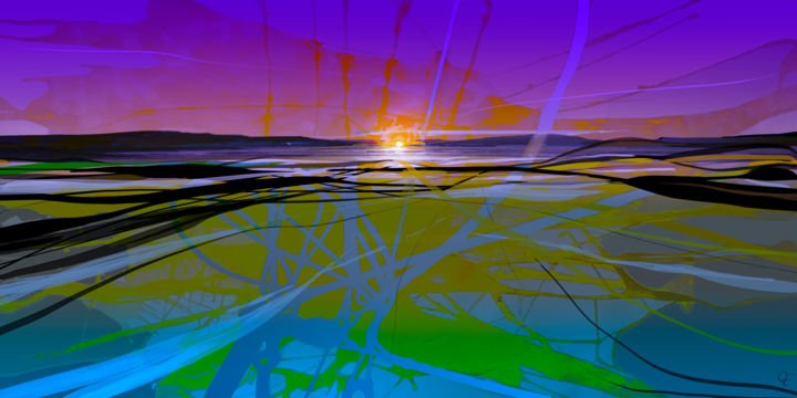 Digital Arts titled "Par un beau soir d'…" by Gérard Esquerre, Original Art, Digital Painting