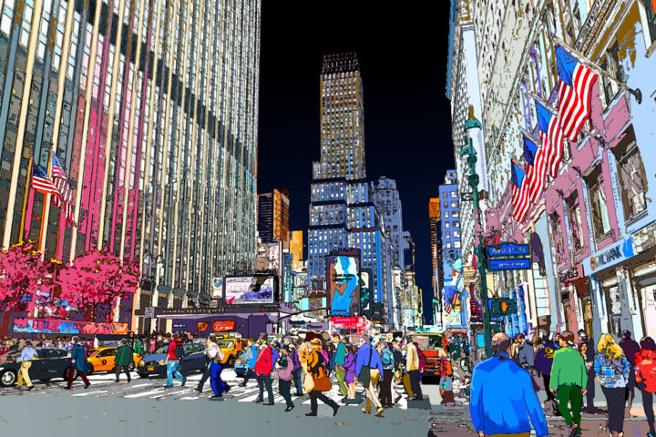 Arts numériques intitulée "New York 17- Série…" par Gérard Esquerre, Œuvre d'art originale, Peinture numérique Monté sur Ple…