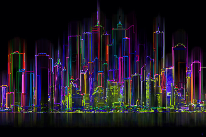 Arts numériques intitulée "New York 23 - Série…" par Gérard Esquerre, Œuvre d'art originale, Peinture numérique Monté sur Pl…