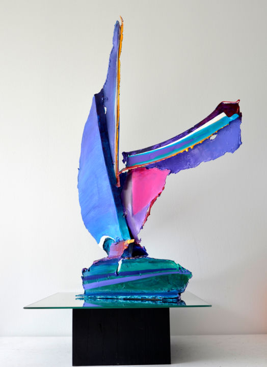 Sculpture intitulée "Voiles sur la côte" par Gérard Esquerre, Œuvre d'art originale, Métaux