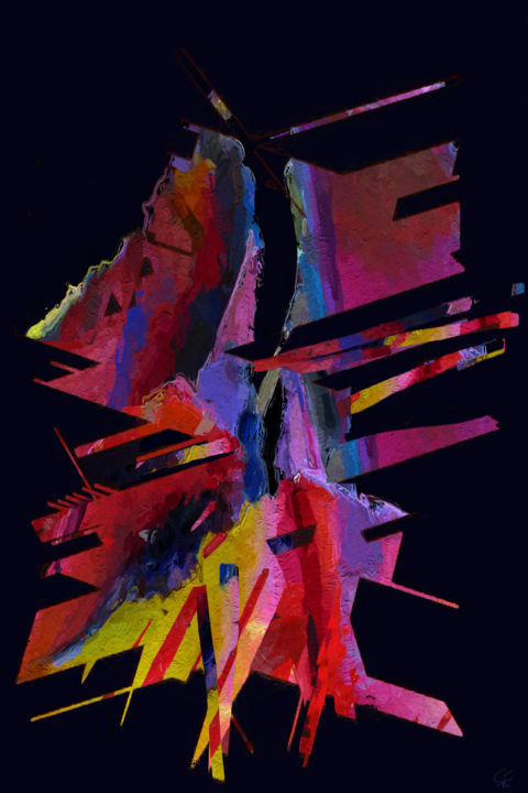 Digitale Kunst mit dem Titel "La Dame de Haute-Sa…" von Gérard Esquerre, Original-Kunstwerk, Digitale Malerei Auf Keilrahmen…