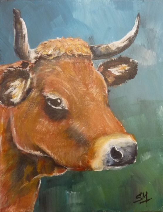 Peinture intitulée "Vache Tarine" par Simon Martin (Esse Eme), Œuvre d'art originale