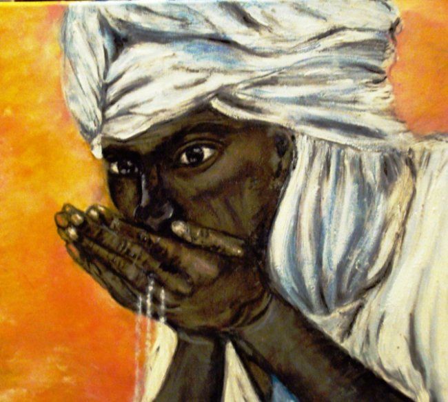 Peinture intitulée "La soif au Sahara" par Essia, Œuvre d'art originale, Huile