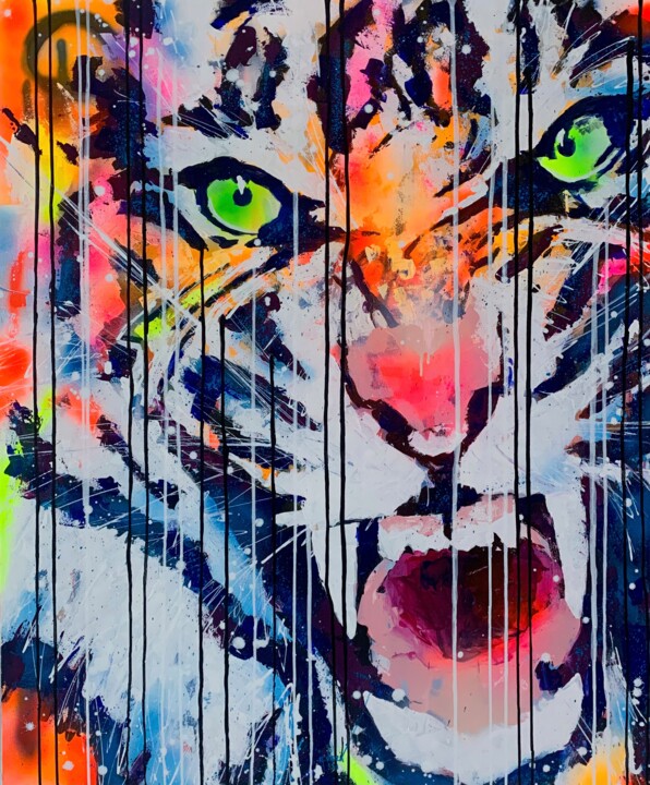 绘画 标题为“Eye of the tiger” 由Esteban Vera (EVera), 原创艺术品, 丙烯