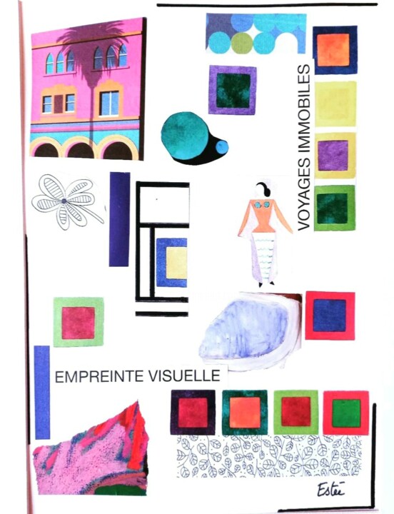 Collages intitulée "Voyages immobiles" par Estée, Œuvre d'art originale, Collages