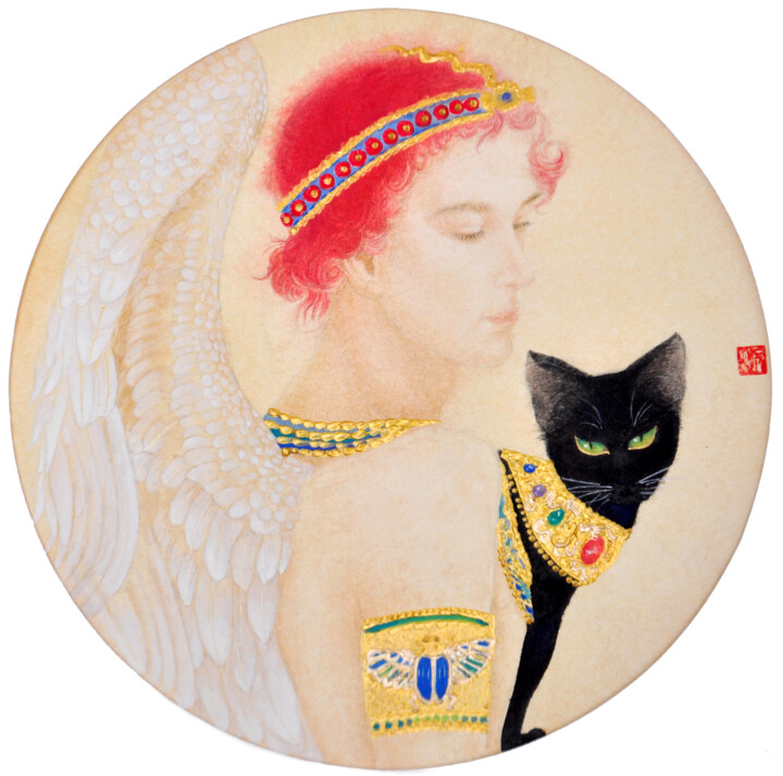 绘画 标题为“会有天使替我守护你” 由Yuanchi Qiao, 原创艺术品, 颜料