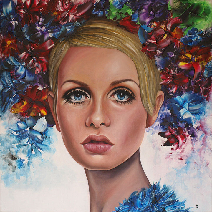 Painting titled ""Flower Power"" by Estelle Barbet, Original Artwork, Acrylic