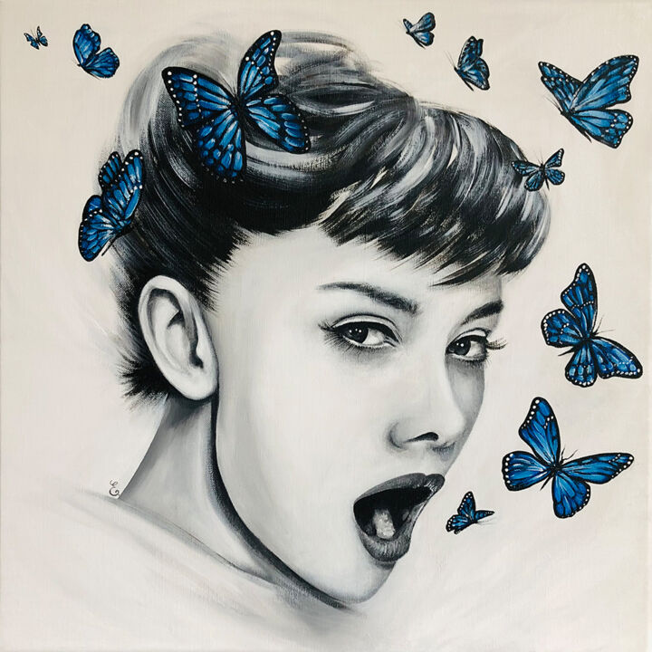 Pintura titulada ""L'effet papillon"" por Estelle Barbet, Obra de arte original, Acrílico