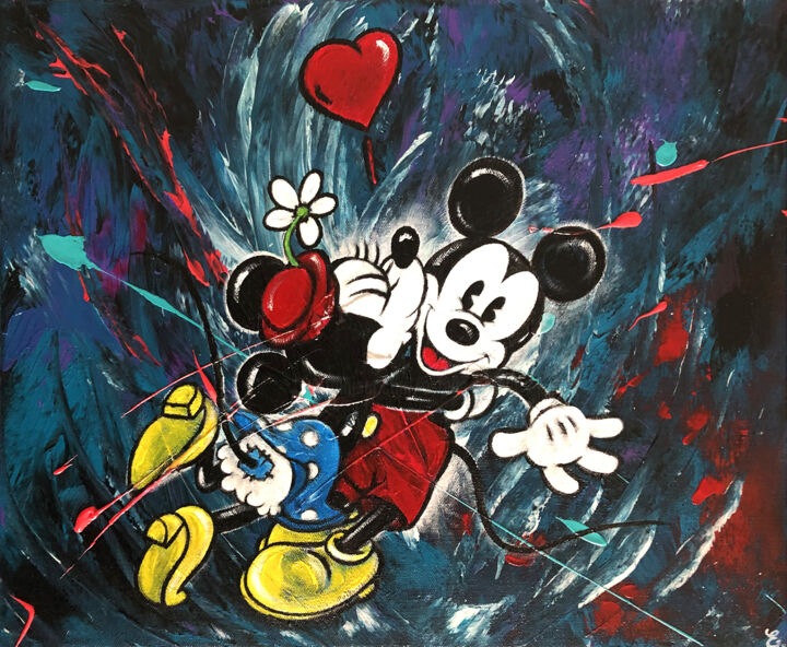 Painting titled ""Love Mouse"" by Estelle Barbet, Original Artwork, Acrylic