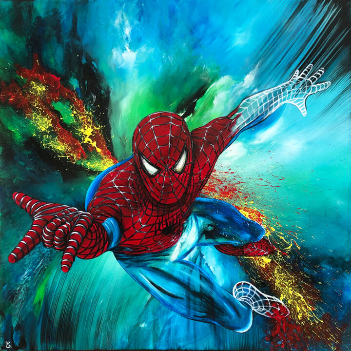 Painting titled ""Fantastic Spiderma…" by Estelle Barbet, Original Artwork, Acrylic