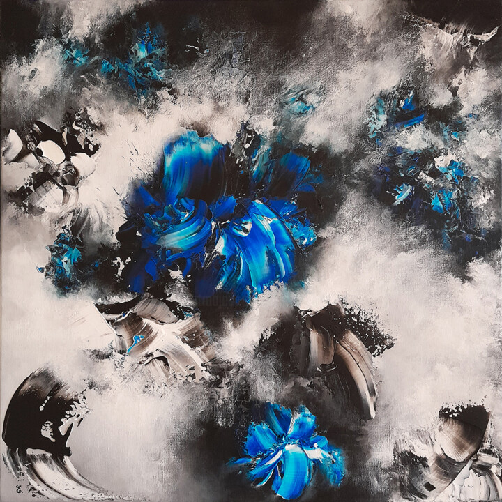 Peinture intitulée ""Les maux bleus"" par Estelle Barbet, Œuvre d'art originale, Acrylique