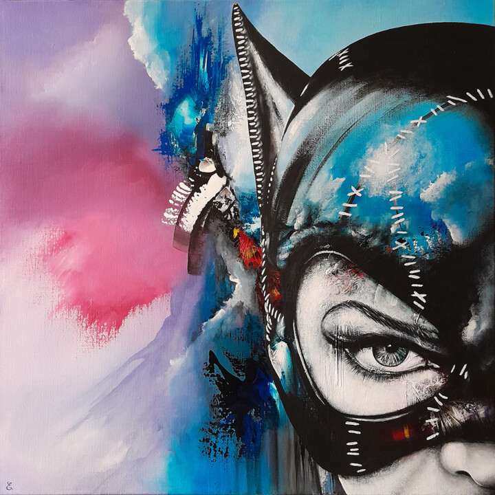 Картина под названием ""Charming Catwoman"" - Estelle Barbet, Подлинное произведение искусства, Акрил