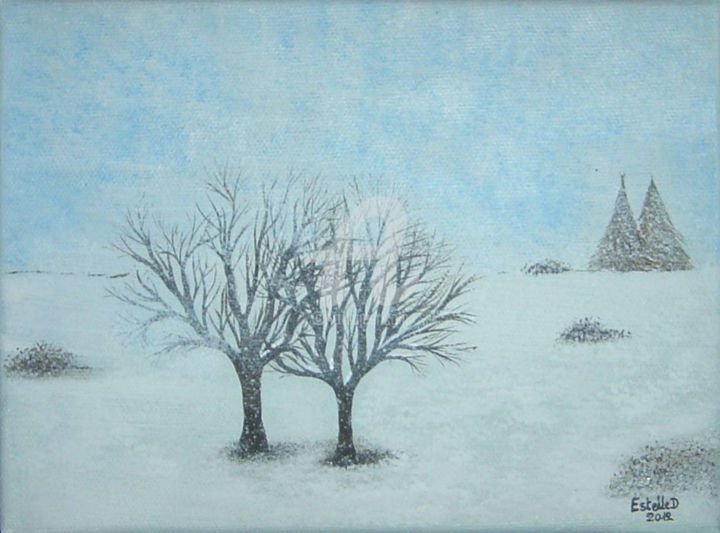 Painting titled "hiver" by Estelle D, Original Artwork