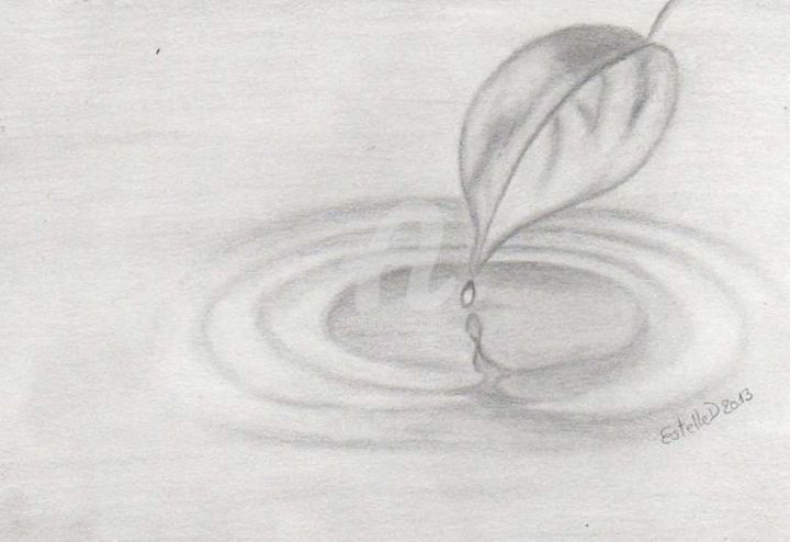 Drawing titled "Ronds d'eau" by Estelle D, Original Artwork