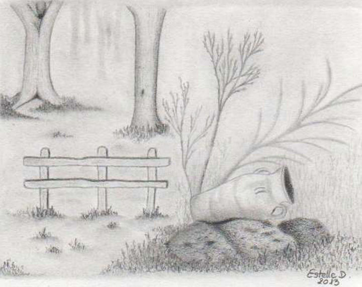 Rysunek zatytułowany „Dans les jardin du…” autorstwa Estelle D, Oryginalna praca