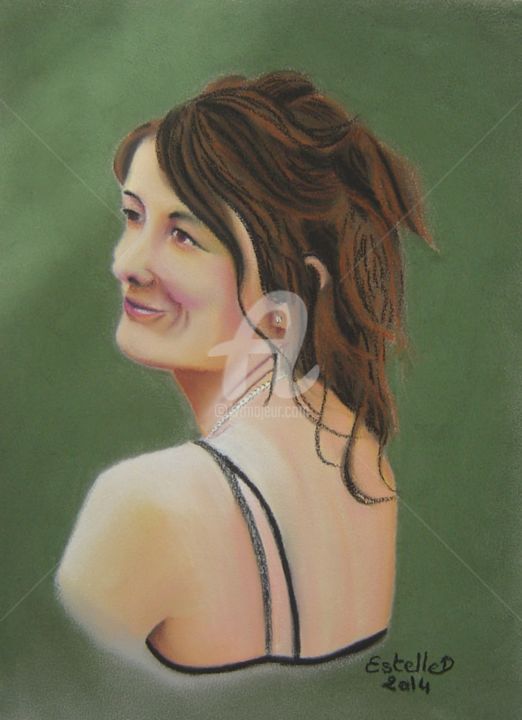 Dibujo titulada "Portrait 1" por Estelle D, Obra de arte original, Pastel