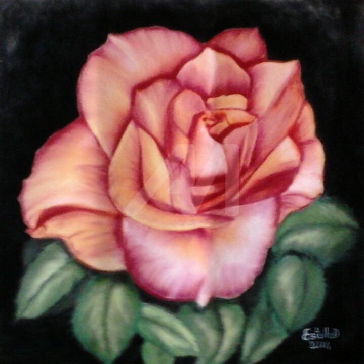 Drawing titled "rose" by Estelle D, Original Artwork, Pastel