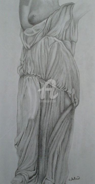 Drawing titled "Drapé" by Estelle D, Original Artwork, Graphite