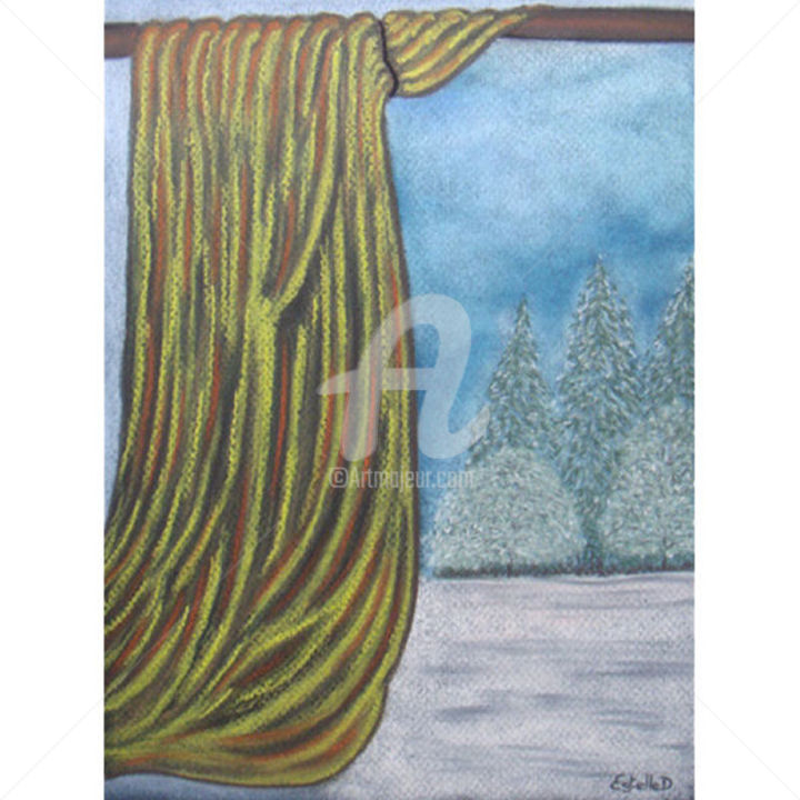 Dessin intitulée "Matin d'hiver" par Estelle D, Œuvre d'art originale, Pastel